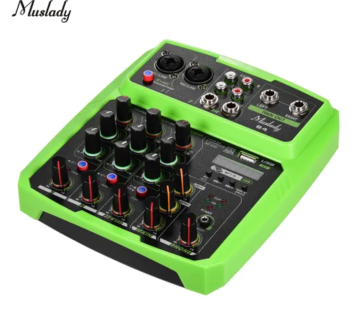 Muslady B4 Mixer audio portatile a 4 canali Console di missaggio USB Supporta la connessio...