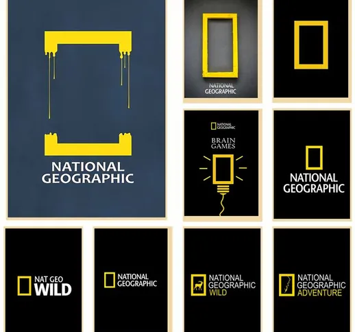 N-National Geographics Logo POSTER Poster su tela retrò Home Bar Cafe Art Wall Sticker Col...