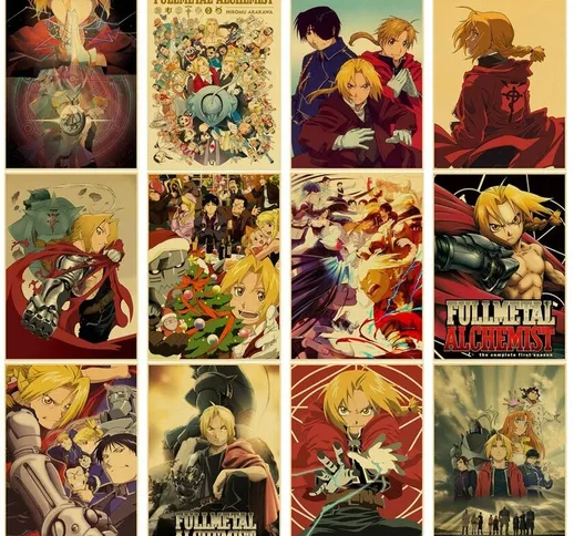 Classic Anime Canvas Poster Fullmetal Alchemist Retro Poster Per Soggiorno Bar Decorazione...