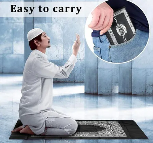 Tappeto da preghiera musulmano Coperta da preghiera portatile Qibla Coperta da viaggio Qib...