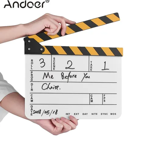Regista Video Acrilico Clapboard Clap Board Cancellare a secco TV Film Movie Clapper Board...