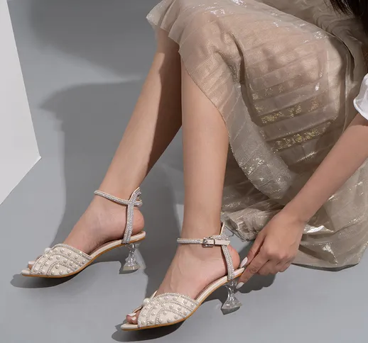 2021 estate nuove scarpe da donna tacco alto sandali con tacco alto tacco medio fibbia pos...