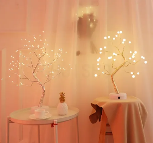 Luce notturna a LED Mini albero luce Decorazione camera da letto Ornamenti desktop creativ...