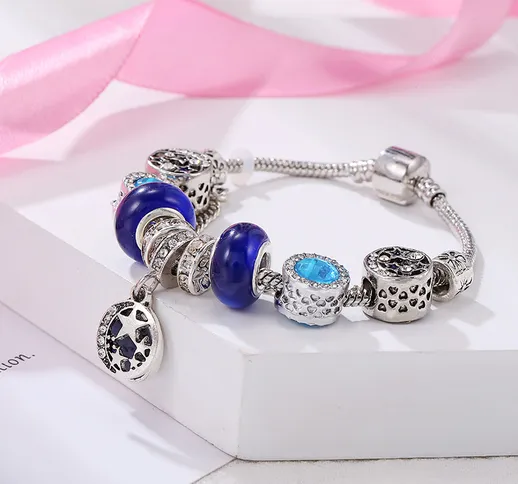 Nuovo stile vendita calda merci spot blu cielo stellato braccialetto di perline di vetro e...