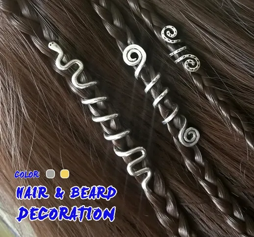 Vichingo Spirale Charms Perline per Trecce di Capelli per Barba Perline di Capelli Gioiell...