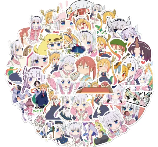 50 pezzi di adesivi anime Kobayashi drago cameriera decorazione valigia trolley notebook t...