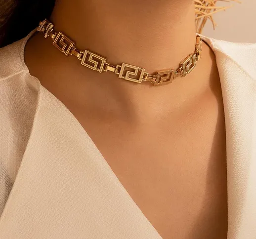 popolare retrò scava fuori Versace collana girocollo corta gioielli catena donna alla moda
