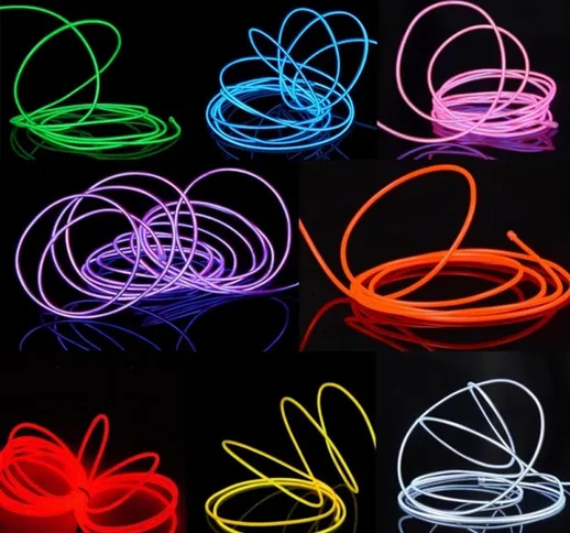 Luce al neon flessibile Glow EL Wire Rope Cable Luci a LED per la decorazione di Natale Da...