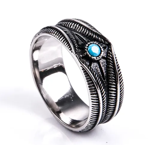 Gioielli Haiteng Anello in acciaio al titanio da uomo in stile punk con anello con gemme d...