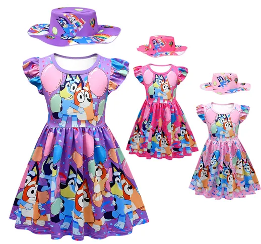 Gonna bambola per bambini estate 2021 Bluey Bruy Cartoon Dress Gonna per bambini Gonna man...