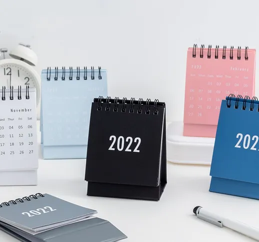 2021 2022 Simple Bla White Grey Series Calendario da tavolo Doppio programma giornaliero A...