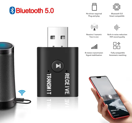 Ricevitore Bluetooth Kaisa Adattatore per kit per auto Adattatore per auto senza fili da 3...