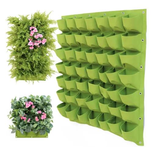 Nero Verde Appeso a parete Borse per piante Vaso da fiori Borsa da coltivazione Fioriera d...