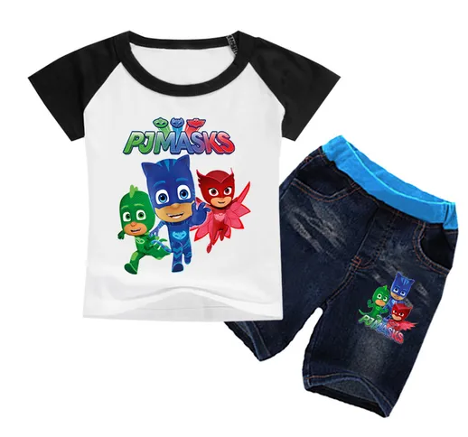 4-6 anni 7-14 anni Unisex Estate cotone T-shirt Jeans cartone animato Tempo libero Manica...