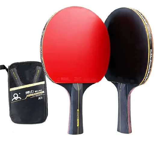 2PCS Professional 6 Star Ping Pong Racchetta Set di racchette da ping pong Brufoli in gomm...