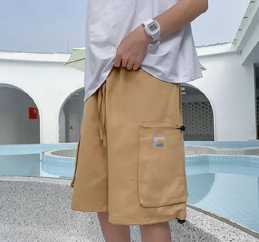 Pantaloncini da lavoro da uomo 2021 New Summer Ins Pantaloncini casual con tasca grande Gi...