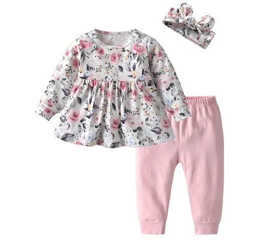 Nuovissimo arrivo neonate abbigliamento set cotone floreale manica intera top + pantaloni...