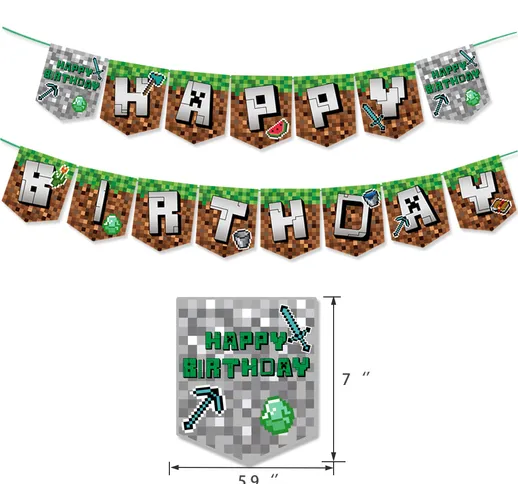Plug-in per torta con bandiera di compleanno del mio mondo Set di palloncini con decorazio...