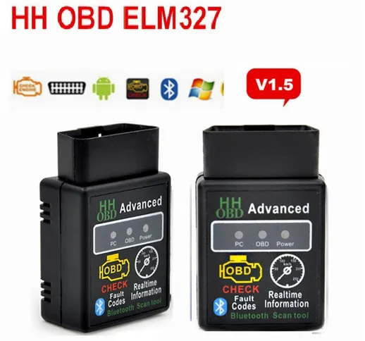 Advanced HH Mini ELM327 Bluetooth V1.5 OBD2 Scanner diagnostico per auto per Android ELM 3...