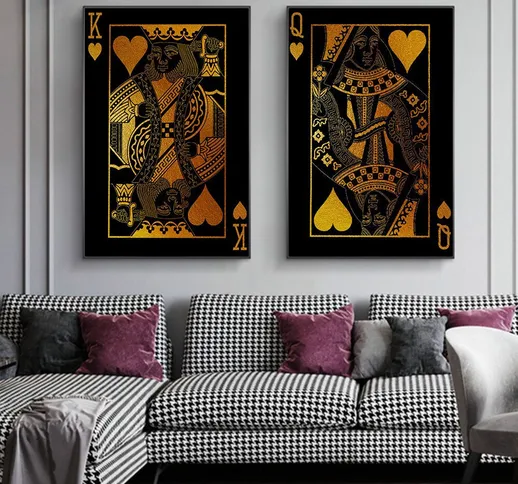 Carte da gioco da poker vintage Pittura su tela Poster e stampe su tela retrò Wall Art Bar...
