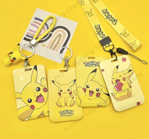 Anime Pokemon Pikachu cartone animato PVC Carta Studente Campus Card Appeso al collo Borsa...