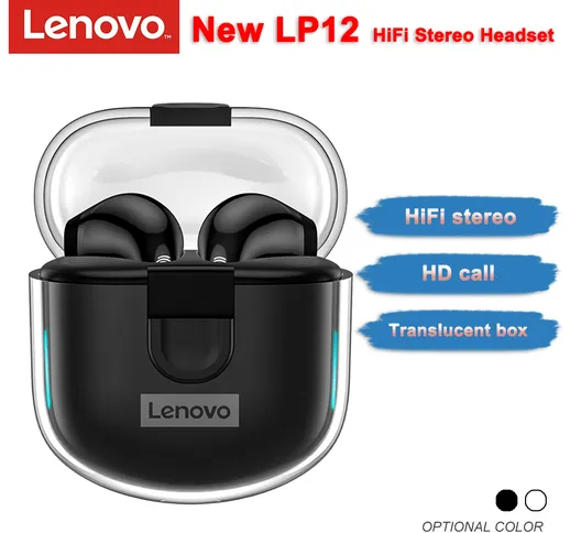 Lenovo New LP12 TWS Auricolari wireless Cuffie Bluetooth HIFI Stereo Noise Cancelling Auri...