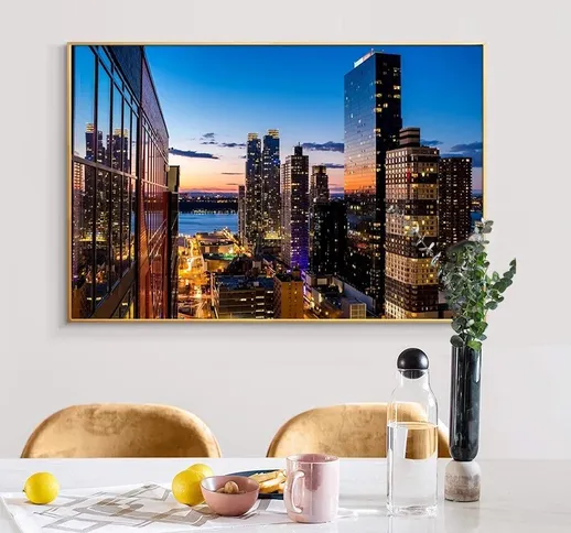 New York City Night Scene Building Landscape Canvas Painting Cuadros Poster Print Wall Art...