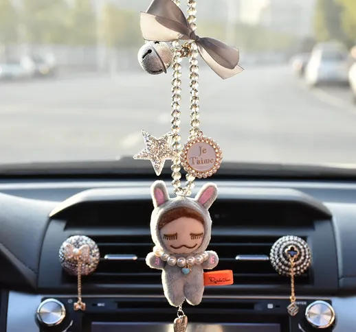 Ciondolo auto creativo carino bambola ciondolo specchietto retrovisore ciondolo auto moda...