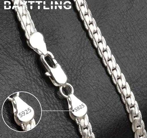 BAYTTLING S925 argento sterling oro/argento 8/18/20/24 pollici collana a ena laterale per...