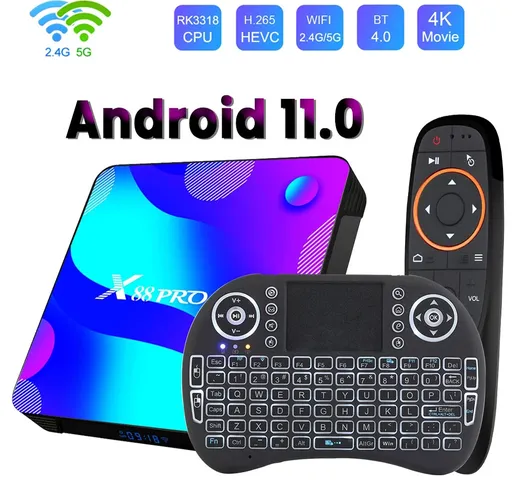 X88 Android 11 TV BOX 2.4G e 5.8G Wifi 32G 64G 128G 4k Ricevitore TV 3D Lettore multimedia...
