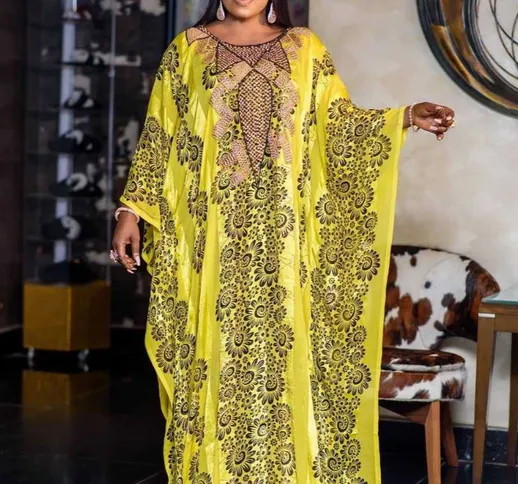 Abito da donna in chiffon con altalena grande da donna etnica africana. Diamanti caldi sta...