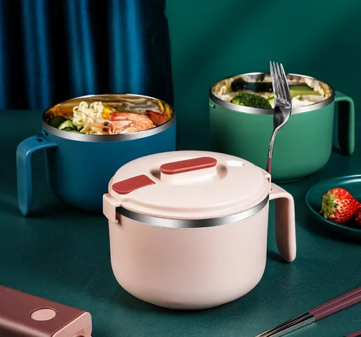 Lunch Box in acciaio inossidabile Ciotola per noodle con coperchio Ciotola per riso di gra...