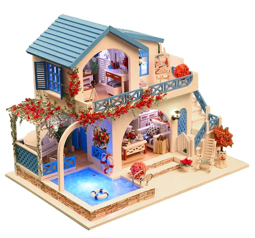 Miniature Super Mini Size Doll House Building Model Kit Mobili in legno Giocattoli Casa de...