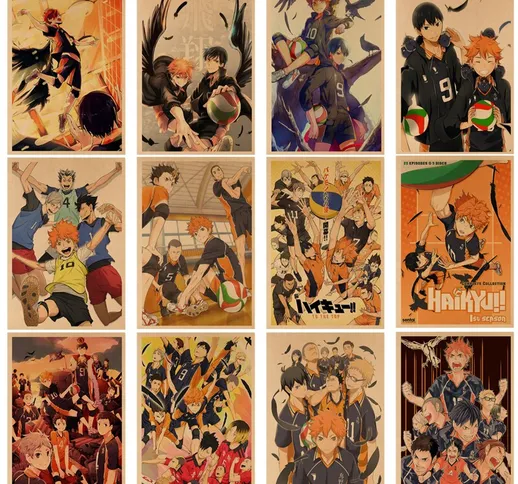 Giapponese Classico Anime Haikyuu Pallavolo Ragazzo Poster su Tela per Soggiorno Bar Decor...