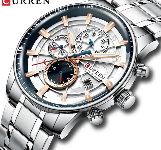Orologi da uomo CURREN New Fashion Acciaio inossidabile Top Brand Luxury Casual Cronografo...