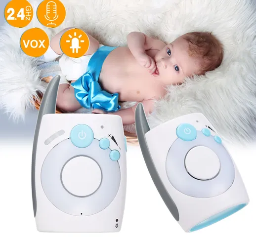 Baby monitor audio digitale wireless portatile da 2,4 GHz con conversazione bidirezionale...