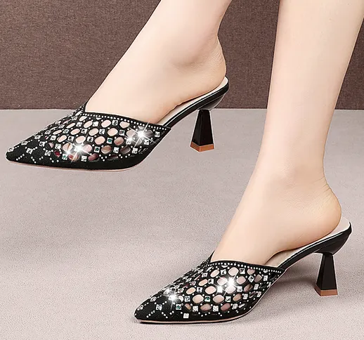 Mezze pantofole Baotou abbigliamento esterno femminile 2021 estate nuova moda strass rete...