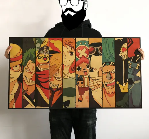 1 m One Piece Cappello di paglia Gruppo Famiglia Ritratto Collezione di personaggi Poster...