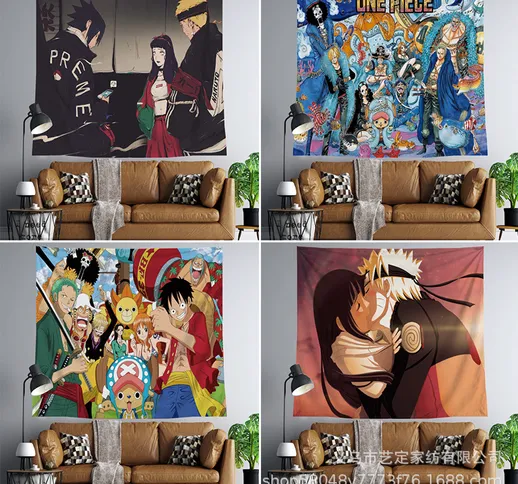 Cartone animato anime One Piece Naruto sfondo panno ins panno appeso camera da letto panno...