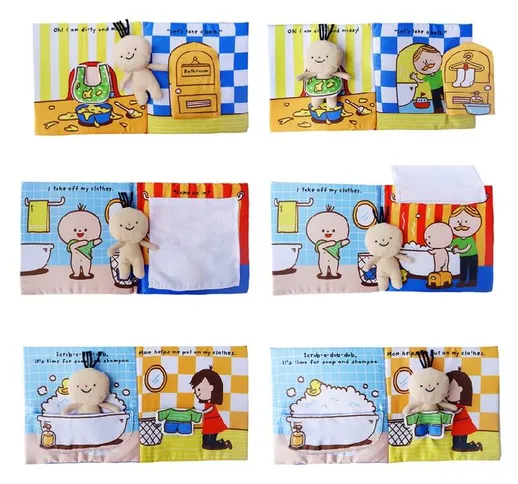 Libri di stoffa per neonati Libri di stoffa per bambole 3D Insegnamento per bambini Doccia...