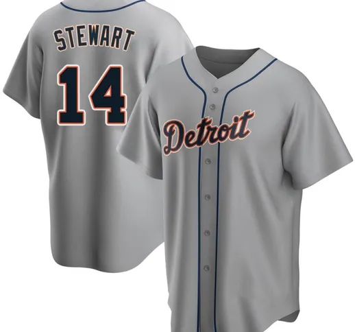 Maglia da strada replica grigia Christin Stewart #14 dei Detroit Tigers da uomo