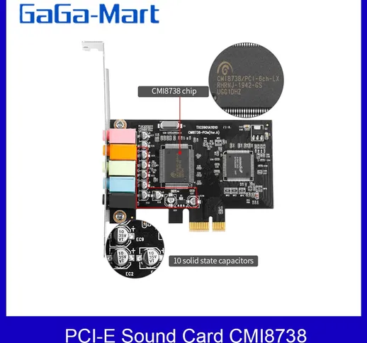 Scheda audio PCI-E CMI8738 Supporto scheda audio per computer desktop PCI-E a 5.1 canali S...