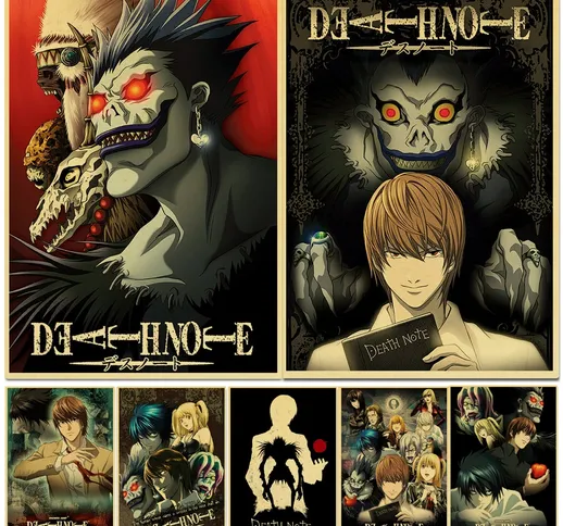 Anime Comic Canvas Poster Death Note Retro Poster Per Soggiorno Bar Decorazione Interna Pi...