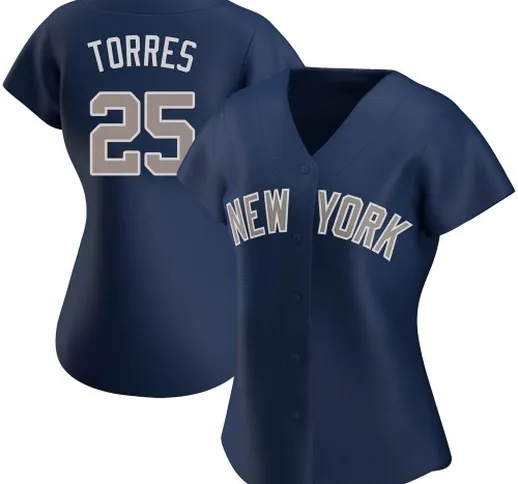 Maglia alternativa replica blu navy dei New York Mets Gleyber Torres #25 da donna