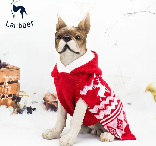 Blue Boer pet maglione cane con cappuccio vestiti gatto autunno e inverno Natale stile cal...