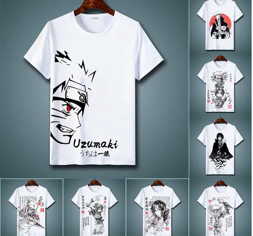 T-shirt a maniche corte congiunto Naruto Uchiha Itachi Naruto girocollo stampa sciolta mas...