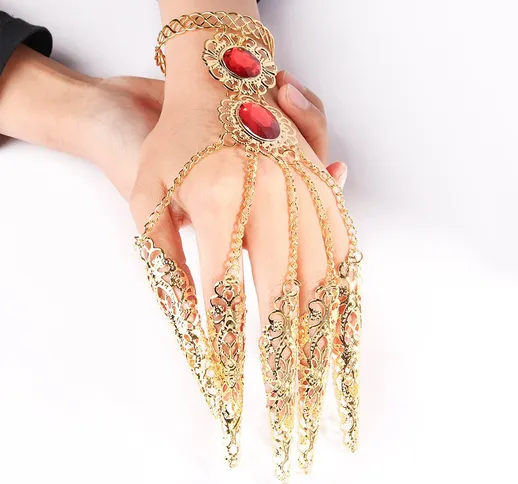 2020 moda indiano tailandese dito dorato braccialetto brillante cristallo rosso ragazza da...