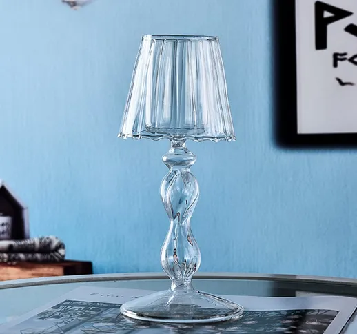 Nuovo portacandele a forma di lampada da tavolo in vetro trasparente, decorazione creativa...