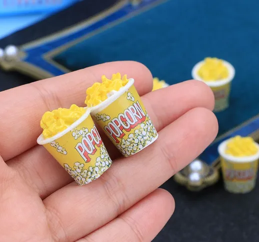 Secchio per popcorn in miniatura per casa delle bambole in miniatura da 2 pezzi in scala 1...
