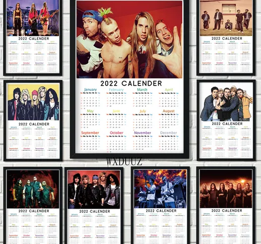 Hot New Year 2022 Lunar Phase Calendar Poster Star Music Band Rock Rapper Decorazione di a...